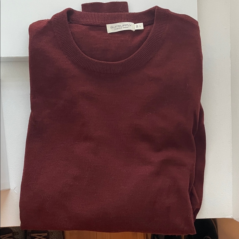 Suitsupply Men's Deep Red Crewneck Sweater